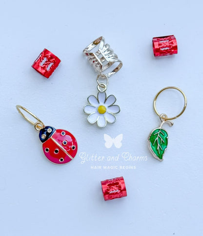 Ladybug Luster Hair Charm Set