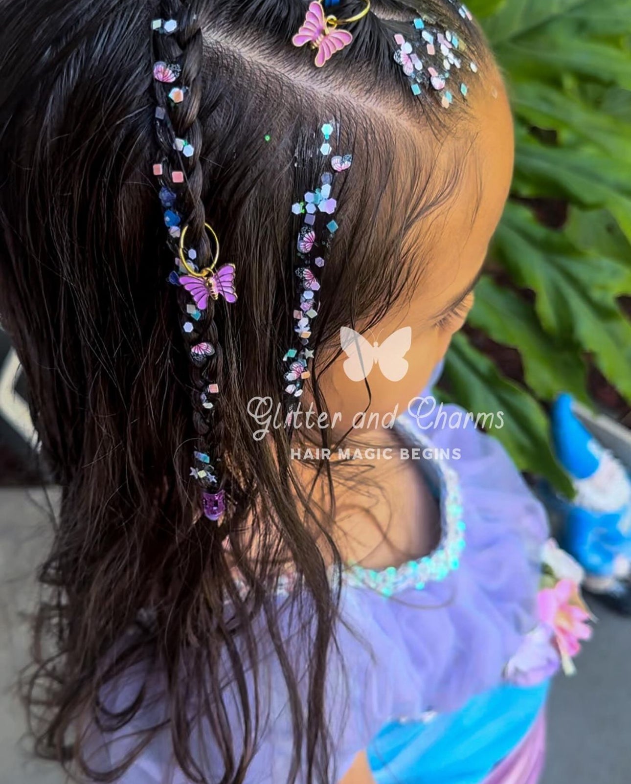 Lavender Flutter Hair Charm Set